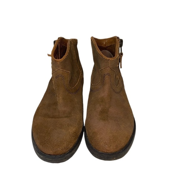 OTBT Women's Booties Size 8M Brown Leather Ankle Booties "Trek" Side Zip - Picture 3 of 11